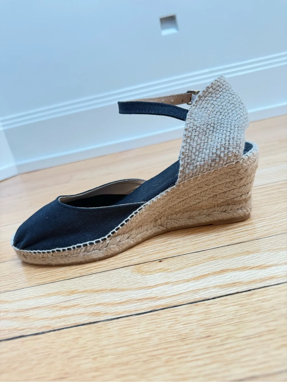 😍 NWOT Toni Pons Caldes Black Linen Espadrille Wedges EU 40/  9-9.5